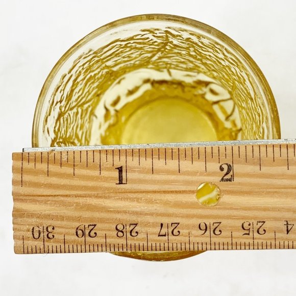 3 Vintage Anchor Hocking Juice Glass Cup Rain Flower Amber Honey Gold 4" High - Picture 4 of 9